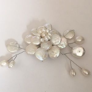 Handmade Floral Petal Coin Pearls Brooch